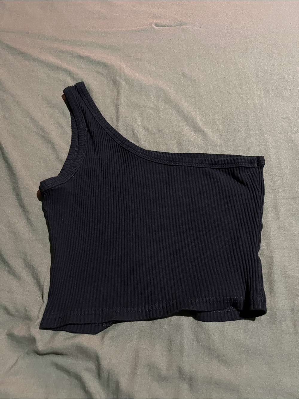 One-Shoulder Ribbed Crop Top